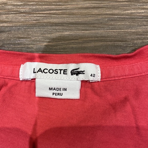 Lacoste Women Pink v-neck t-shirt size 42 - Picture 2 of 4